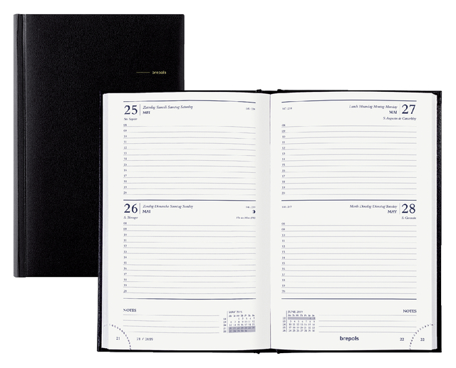 0.221.1255.0160 - Brepols Agenda Saturnus Kort 2dag/1pag 13,5x21cm Zwart 1st