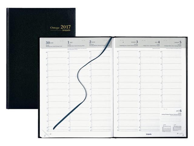 0.030.1256.01.6 - Brepols Agenda Omega 7dag/2pag 21x29.7cm Zwart 1st