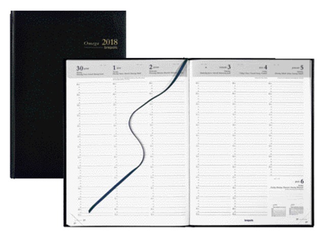 0.030.1256.01.6 - Brepols Agenda Omega 7dag/2pag 21x29.7cm Zwart 1st