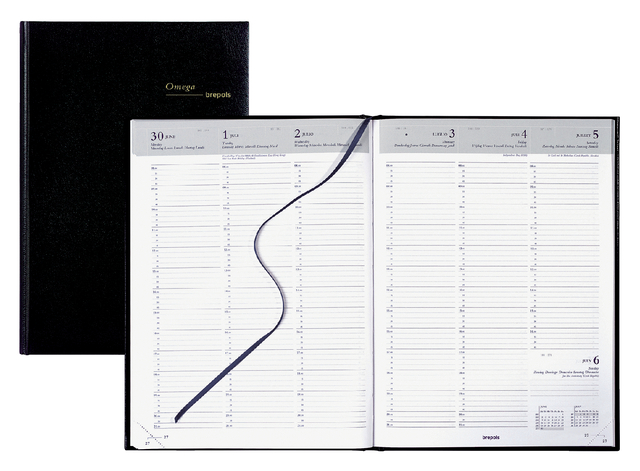 0.030.1256.01.6 - Brepols Agenda Omega 7dag/2pag 21x29.7cm Zwart 1st
