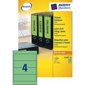 L4768100 - Avery Rugetiketten 192x61mm 100st Groen